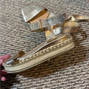 BAMBOO Metallic Gold Espadrille Sandals